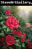 unknow artist Red Roses in Garden